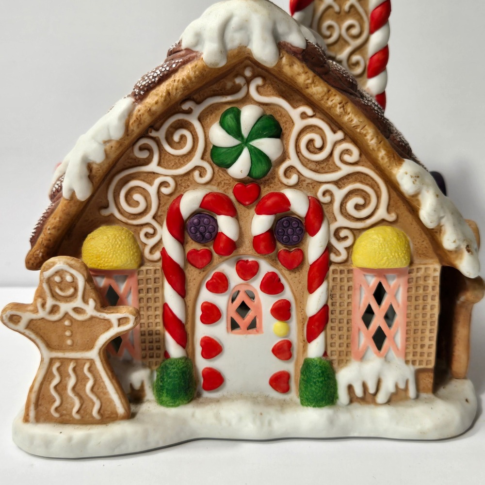 PartyLite Gingerbread House Tealight Candle Holder Ceramic Christmas Village - Picture 2 of 6